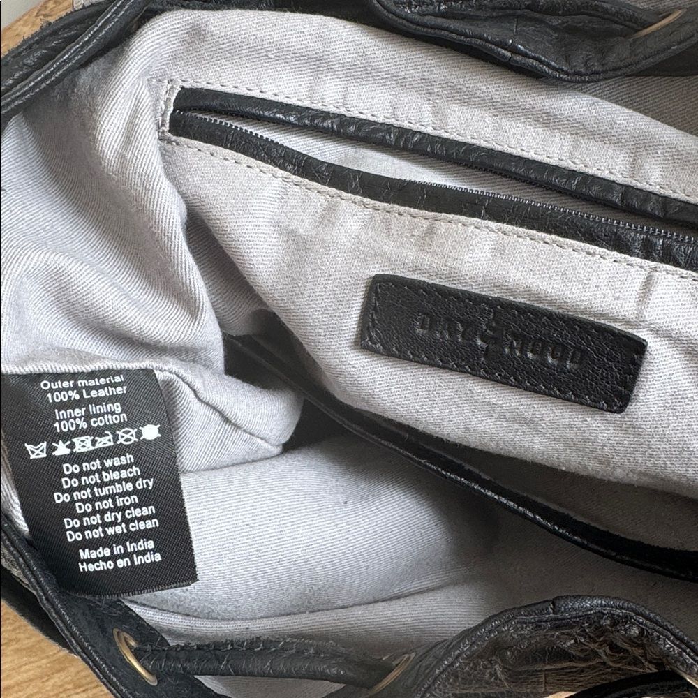 Anthropologie DAY & MOOD Black Leather Backpack Sleek Minimalist Chic Casual EUC - Picture 10 of 16